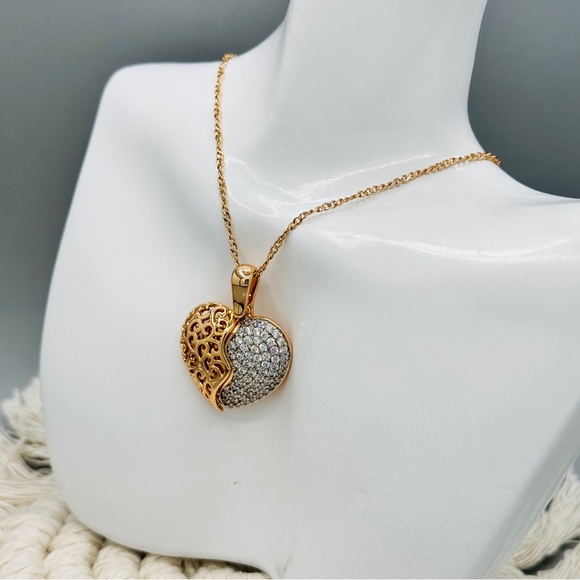 Split Heart Necklace 18K laminated gold - Picture 2 of 8